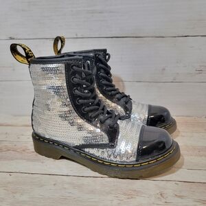 Dr. Martens Kids Silver Sequin Boots